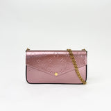 LOUIS VUITTON FELICIE POCHETTE CROSSBODY IN ROSE METALLIC MONO