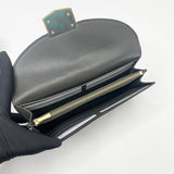 CELINE CONTINENTAL LONG FLAP WALLET IN OLIVE PEBBLED LEA & GHW