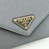 PRADA GREY SAFFIANO LEA FLAP CROSSBODY