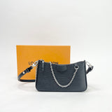 LOUIS VUITTON EASY POUCH ON STRAP CROSSBODY IN BLK EPI LEA W SHW