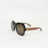 GUCCI SQUARE BLK & SPARKLE WEB ACETATE  SUNGLASSES