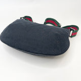 GUCCI BLK CANVAS & WEB STRAP SADDLE CROSSBODY 