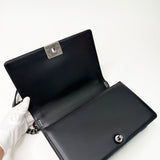 CHANEL LARGE BLK CHEVRON LMSKN LEATHER W RUTHENIUM HW BOY - BLuxe Boutique