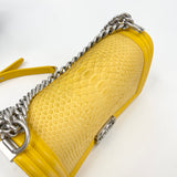 PRE LOVED CHANEL MEDIUM BOY IN YELLOW PYTHON LEA W RHW