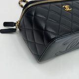 CHANEL RECTANGULAR METAL TOP HANDLE VANITY IN BLK LMBSKN & BRUSHED GHW