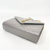 SAINT LAURENT ENVELOPE BAG IN FOG GREY QUILTED MATELASSE LMSKN LEA & GHW