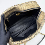 CHANEL IRRIDESCENT GOLD PYTHON & BLK CALF LEA BOWLER BAG