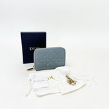 CHRISTIAN DIOR LADY DIOR VOYAGEUR GREY LAMBSKIN WALLET 