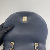 CHANEL LAMBSKIN SADDLE BLK & NAVY LEATHER CROSSBODY & TOTE BAG W GHW