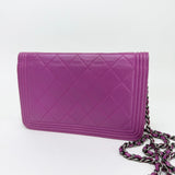 CHANEL BOY WOC IN PURPLE LAMB LEA & RUTHENIUM HW