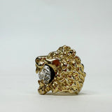GUCCI GOLD TONE LIONS HEAD RING W CRYSTAL