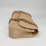 CHANEL 19S IRRIDESCENT BEIGE CAVIAR LEATHER WITH GHW CLASSIC JUMBO DOUBLE FLAP BAG - BLuxe Boutique