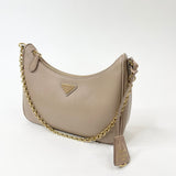 PRADA RE EDITION 2005 CROSSBODY IN BEIGE SAFFIANO LEA & GHW