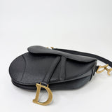 CHRISTIAN DIOR MEDIUM BLK PEBBLED LEA SADDLE W STRAP