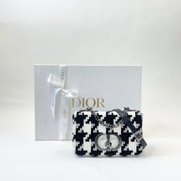 CHRISTIAN DIOR CARO SM BLK & WHT HOUNDSTOOTH BAG