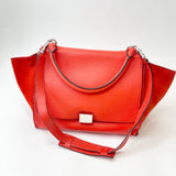 CELINE TRAPEZE RED/ORANGE LEA 2 WAY TOTE