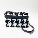 CHRISTIAN DIOR CARO SM BLK & WHT HOUNDSTOOTH BAG