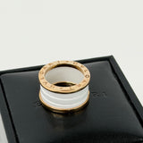 BVLGARI B.ZERO1 RING IN 18K ROSE GOLD & WHT ENAMEL