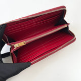 SAINT LAURENT CASSANDRE MATELASSE ZIP LONG WALLET IN RED GRAIN DE POUDRE LEA & GHW