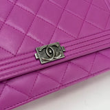 CHANEL BOY WOC IN PURPLE LAMB LEA & RUTHENIUM HW