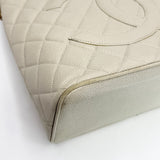 CHANEL MEDALLION TOTE IN CREAM CAVIAR QUILTED LEA & GHW