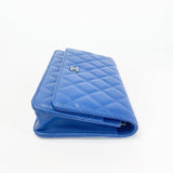 CHANEL LIMITED EDITION CLASSIC WALLET ON CHAIN IN BLUE LAMBSKIN LEA W SHW & SPARKLE CC