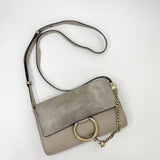 CHLOE FAYE MOTT GREY LEATHER CROSSBODY BAG