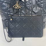 CHRISTIAN DIOR TOUJOURS BAG IN BLK MACROCANNAGE CALFSKIN LEA & LIGHT GHW + ZIP POUCH