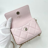 CHANEL MINI CLUTCH ON CHAIN IN LT PINK LAMBSKIN LEA & LIGHT GHW