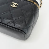 CHANEL MINI SQUARE VANITY CROSSBODY IN BLK CAVIAR LEA & LIGHT GHW
