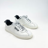 CHANEL WHITE LEATHER LOGO LACE SNEAKERS sz 34