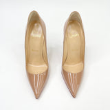 CHRISTIAN LOUBOUTIN SO KATE PUMPS IN BEIGE PATENT sz 34.5