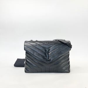 SAINT LAURENT YSL LOULOU MEDIUM IN BLK LEA W BLK HW