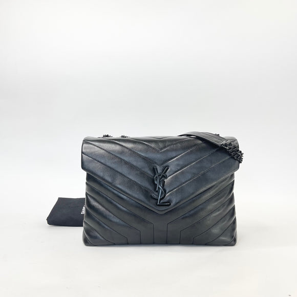 SAINT LAURENT YSL LOULOU MEDIUM IN BLK LEA W BLK HW