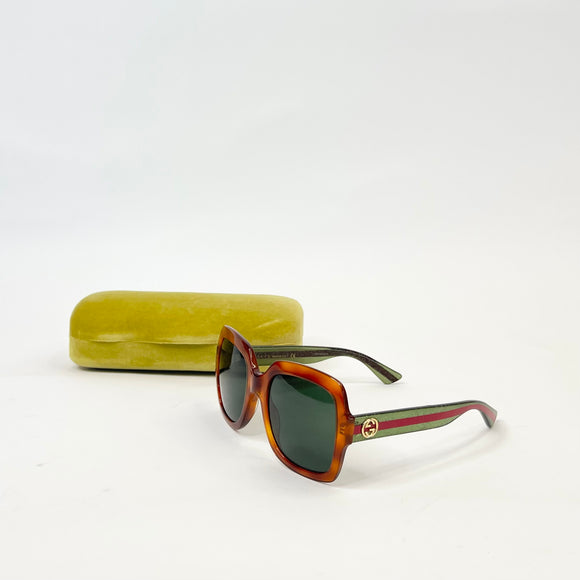 GUCCI SQUARE FRAME TORTOISE SHELL FRAME SUNGLASSES