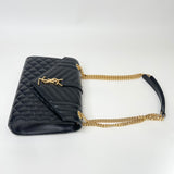 SAINT LAURENT ENVELOPE IN BLK QUILTED MATELASSE LMSKN LEA & GHW