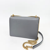 PRADA GREY SAFFIANO LEA FLAP CROSSBODY