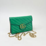 GUCCI MARMONT TORCHON GRN LEATHER CHAIN WALLET