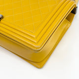 CHANEL MEDIUM BOY BAG IN YELLOW QUILTED LAMBSKIN & RUTHENIUM HW