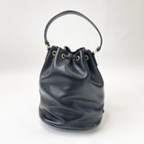 PRADA DUET TOP HANDLE BUCKET BAG IN BLK CALFSKIN LEA & GHW