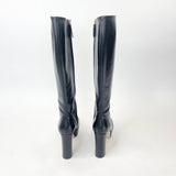 GUCCI BLK LEA PLATFORM KNEE HIGH BOOTS sz 37.5