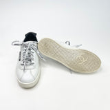 CHANEL WHITE LEATHER LOGO LACE SNEAKERS sz 34