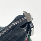 GUCCI BLK CANVAS & WEB STRAP SADDLE CROSSBODY 