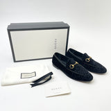 GUCCI JORDAAN BLK GG SUEDE LOAFER sz 35