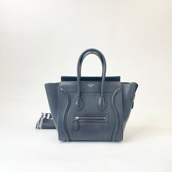 CELINE MICRO LUGGAGE IN BLK DRUMMED CLF LEA & SHW
