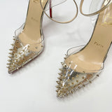 CHRISTIAN LOUBOUTIN SPIKOO PVC GOLD SPIKE PUMPS sz 39