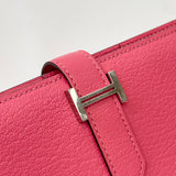 HERMES BEARN WALLET IN ROSE LIPSTICK CHEVRE MYSORE & PALLADIUM HW