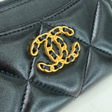 CHANEL 19 ZIP WALLET & CARDHOLDER IN BLK LAMBSKIN LEA & GHW