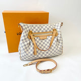 LOUIS VUITTON EVORA MM TWO WAY BAG IN DAMIER AZUR & GHW