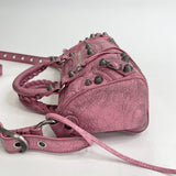 BALENCIAGA MINI CITY PINK DISTRESSED LEA CROSSBODY